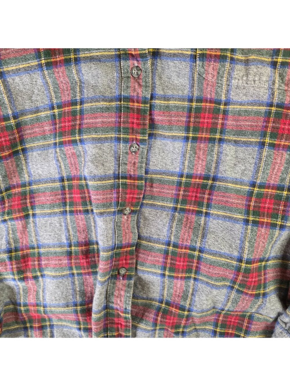 Vintage Northern Reflections Mens XL Gray Red Green Blue Plaid Flannel Shirt 100 - Picture 2 of 10